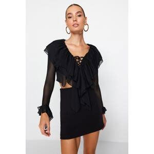 Trendyol Black Flounce Tulle Blouse