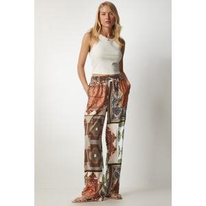 Happiness İstanbul Women's Tile Patterned Viscose Palazzo Trousers