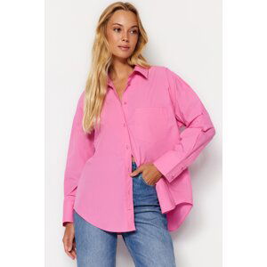 Trendyol Fuchsia Oversize/Wide Fit Poplin Woven Shirt