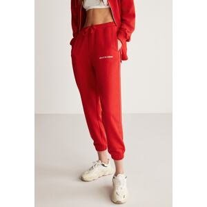 GRIMELANGE Carroline Women's Embroidered Red Sweatpants with Elastic Waist and Leg