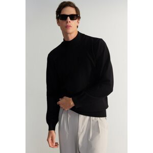 Trendyol Men's Black Regular Fit Half Turtleneck Viscose Soft Limited Edition Basic Knitwear Sweater