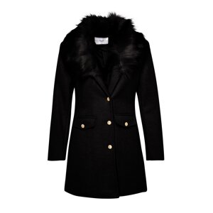 Trendyol Black Premium Fur Collar Detailed Coat with Gold Buttons