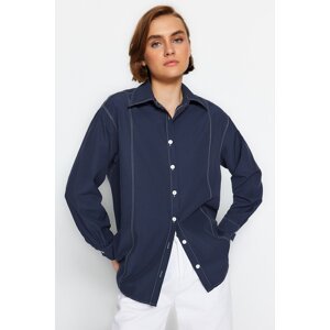 Trendyol Navy Blue Contrast Stitch Woven Shirt