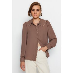 Trendyol Brown Embroidery Detail Woven Shirt
