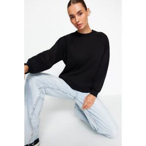 Trendyol Black Relaxed/Comfortable fit Basic Raglan Sleeve Crew Neck Knitted Sweatshirt