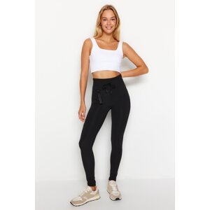 Trendyol Black Shaper Full Length Sports Tights with Tie Waist and Pocket Detail