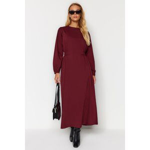 Trendyol Burgundy Waist Detailed Woven Dress