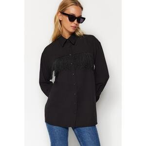 Trendyol Black Tassel Detail Cotton Shirt
