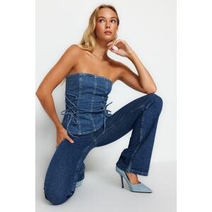 Trendyol Blue Tie Detailed Denim Bustier