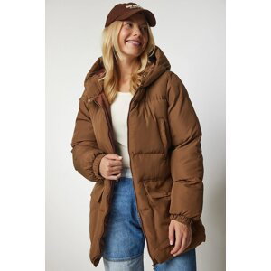 Happiness İstanbul Women's Caramel Hooded Down Jacket