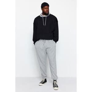 Trendyol Men's Gray Plus Size Regular/Regular Cut. Comfortable Elastic Legs Basic Fleece Sweatpants.