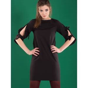 Dress decorated with slit sleeves black