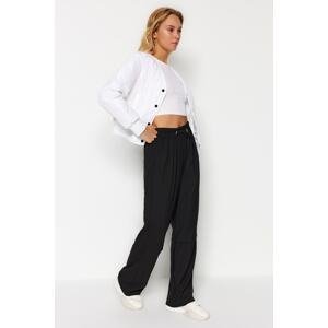 Trendyol Black Wide Leg Woven Trousers with Tie Detail