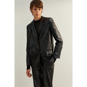 Trendyol Black Limited Edition Faux Leather Regular Woven Blazer Jacket