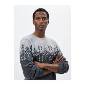 Koton Acrylic Blended Sweater Crew Neck Ethnic Patterned