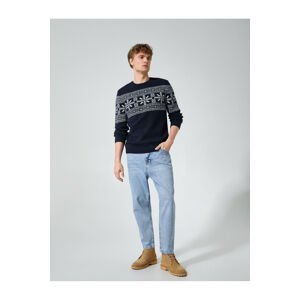 Koton Crew Neck Sweater Ethnic Patterned Wool Blended