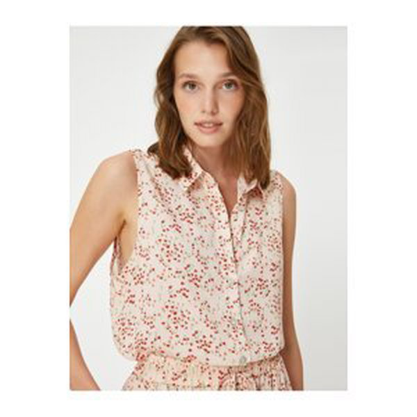 Koton Floral Shirt Buttoned Sleeveless Viscose Blended