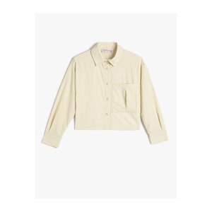 Koton Shirt Long Sleeve Wide Pocket Detail Parachute Fabric Snap Buttons