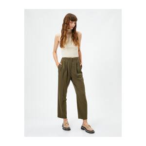 Koton Straight Leg Trousers Pleated Pocket Detailed Buttoned