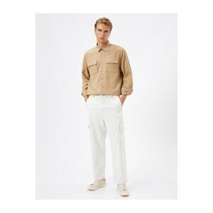Koton Sports Shirt Pocket Detailed Snap Buttons Classic Collar Long Sleeve
