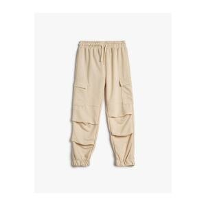 Koton Cargo Sweatpants with Layer Detail, Side Pockets and Tie Waist