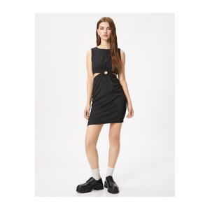 Koton Short Dress Window Detail Sleeveless Round Neck