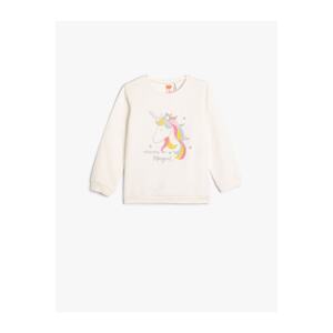 Koton Unicorn Sweatshirt Glitter Long Sleeve Crew Neck Cotton