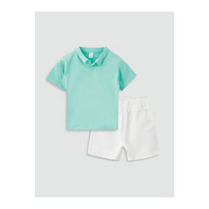 LC Waikiki Baby Polo Collar Short Sleeved Basic Baby Boy T-Shirt and Shorts 2-Set