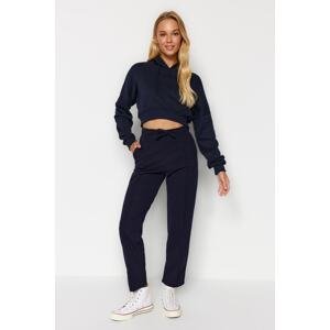 Trendyol Navy Blue Rib Detailed Cigarette Fit Knitted Trousers