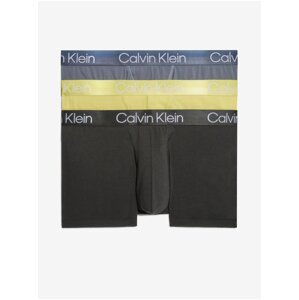 Calvin Klein Sada tří pánských boxerek v černé, žluté a šedé barvě 3PK Calvin - Pánské