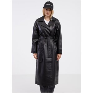 Černý dámský koženkový kabát ONLY Sofia - Dámské