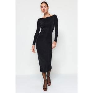 Trendyol Black Fitted Unlined Knitted Elegant Evening Dress with Accessories