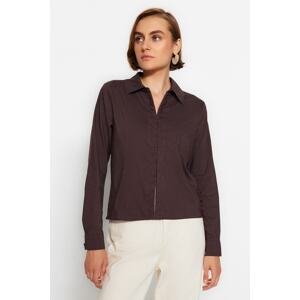 Trendyol Dark Brown Agraph Detail Woven Shirt With Pocket