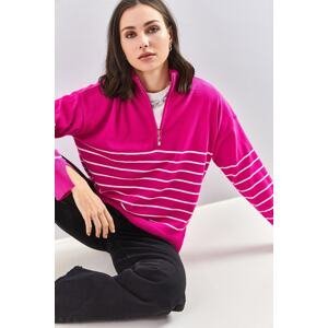 Bianco Lucci Women's Zippered Slit Slit Knitwear Sweater
