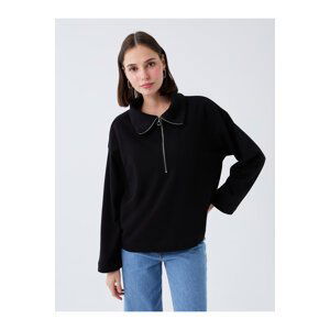 LC Waikiki Women's High Neck Straight Long Sleeve Oversize Sweatshirt