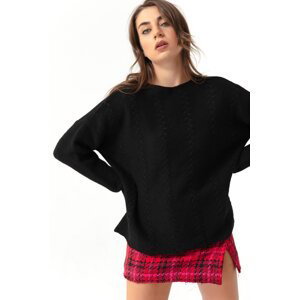 Lafaba Women's Black Boat Neck Knitwear Sweater