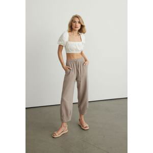 VATKALI Linen Blend Jogging Pants Beige