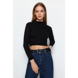 Trendyol Black Crop Basic Knitwear Sweater