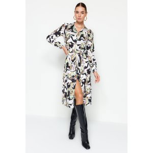 Trendyol Multi Color Belted Abstract Pattern Woven Shirt Dress