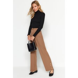 Trendyol Brown Wide Leg Trousers with Woven Leg Detail