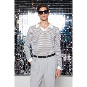 Trendyol Men's Ecru Regular Fit Cotton Polo Neck Knitwear Sweater