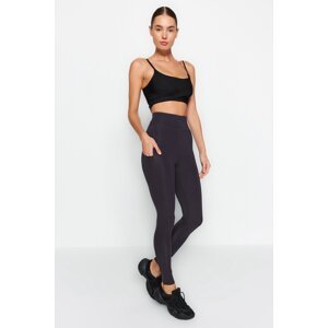 Trendyol Dark Anthracite Matte Full Length Knitted Sports Leggings with Extra Abdominal Lifting Layer