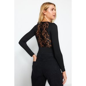 Trendyol Black Back Lace Detailed Knitted Bodysuit