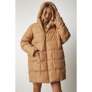 Happiness İstanbul Women's Biscuit Hooded Oversized Puffer Coat