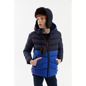 River Club Boys' Water And Windproof Fibrous Inner Navy Blue-Saxe Hooded Coat