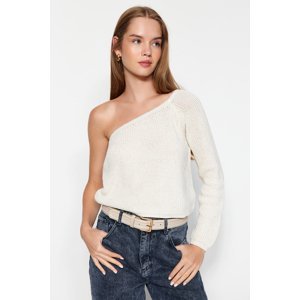 Trendyol Ecru Crop One-Shoulder Knitwear Sweater