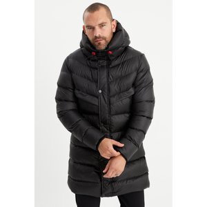 River Club Men's Hooded Water and Windproof Black Fiber-Filled Long Winter Coat Parka Coat