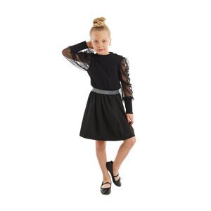 Mushi Girls Black Tulle Turtleneck Blouse Skirt Suit