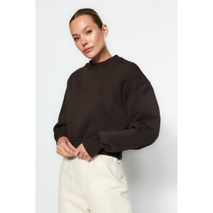 Trendyol Brown Thick Fleece Inside Stitch Detail Regular/Normal Fit Knitted Sweatshirt