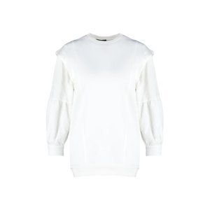 Trendyol White Sleeve Detailed Diving/Scuba Knitted Sweatshirt